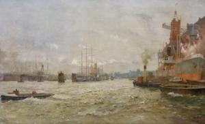 GLEICH John 1879-1927,Bedrijvigheid in de haven van Hamburg,Venduehuis NL 2022-10-11