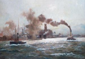 GLEICH John 1879-1927,Port w Hamburgu,Sopocki Dom Aukcjny PL 2022-08-20