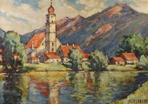GLEISSNER hermann 1880-1935,Kirche in Oberammergau,1925,Mehlis DE 2021-08-26