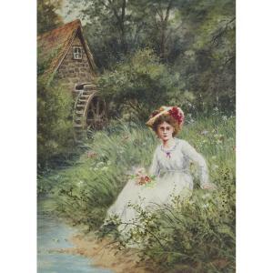 GLENDENNING Alfred Augustus 1840-1910,LADY RESTING BY A MILL,Waddington's CA 2023-02-02