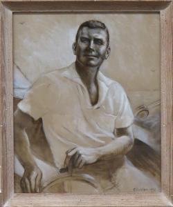 GLIDDEN G 1913-1999,Portrait of man at the helm of his sailboat,1955,CRN Auctions US 2016-06-26