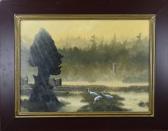 GLIMMERVEEN Ulco 1958,Surreal landscape with herons,Twents Veilinghuis NL 2023-01-12