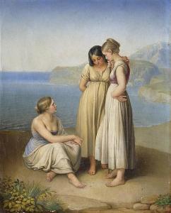 GLINK Franz Xaver 1795-1873,Drei junge Frauen am Meeresgestade,1814,Galerie Bassenge DE 2017-05-26