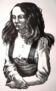 Glombitza Guenter 1938-1984,ausdrucksstarkes Halbporträt einer jungen Frau,Heickmann DE 2010-06-19
