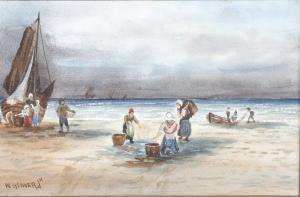 GLOVER JUNIOR W 1900-1900,figures unloading the catch on the beach,,Fellows & Sons GB 2013-07-29
