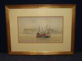 GLOVER Sybil Mullen 1908-1995,An Estuary Scene, fishing boats to the fore, wareh,Bonhams 2006-11-13