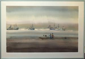 GLOVER Sybil Mullen 1908-1995,Fishing on the beach,Keys GB 2020-11-26