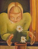 gluckman judith 1915-1961,Girl with Pot of Daisies,1936,Strauss Co. ZA 2022-02-21
