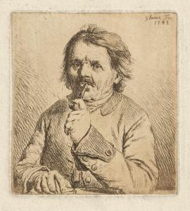 GLUME Johann Gottlieb 1711-1778,Brustbild eines rauchenden Mannes,1748,Galerie Bassenge 2020-06-03