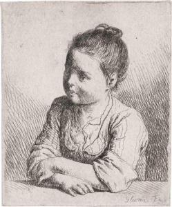 GLUME Johann Gottlieb,Mädchen von vorn, die Unterarme auf einen Tisch ge,Galerie Bassenge 2020-11-25