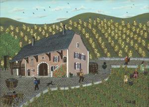GLUR Doris Cadalbert 1934,Scène à la maison vigneronne,1988,Dogny Auction CH 2014-09-30