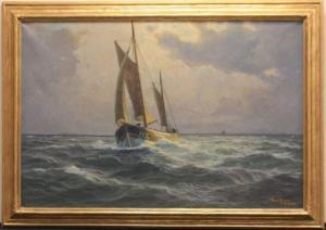 GLUSING Francis 1886-1957,Sailing ship at sea,Slawinski US 2016-01-24