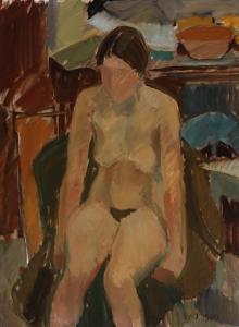 GLYSING JENSEN Victor 1946,A seated, naked woman,1969,Bruun Rasmussen DK 2022-08-16