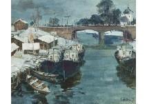 GNEUSHEV Konstantin Grigorievich 1922,Winter harbor,Mainichi Auction JP 2018-08-03