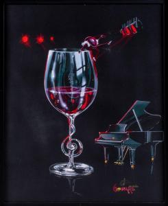 GODARD Michael 1958,RED OLIVE ON A WINE GLASS WITH A PIANO IN THE BACK,5567,Potomack US 2023-06-13
