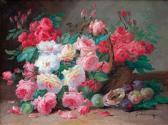GODCHAUX 1800-1900,Panier de roses et prunes,Lombrail - Teucquam FR 2007-06-17