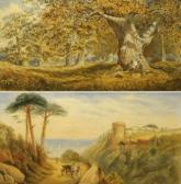 GODDARD E,Figures with Donkey on a Cliff Top Pathwith Castle in Distance,1876,Keys GB 2010-08-06