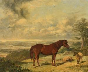 GODDARD George Bouverie 1832-1886,A horse in a landscape, with two sheep,1858,Dreweatts 2021-05-27