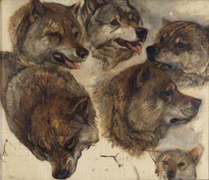 GODDARD George Bouverie 1832-1886,Study of Huskies,Jackson Hole US 2023-09-16