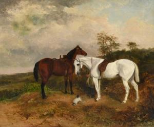 GODDARD George Bouverie 1832-1886,Two hunters and a spaniel in a landscape,1855,Tennant's 2022-11-12
