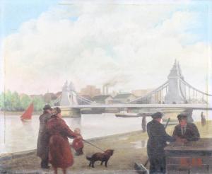 GODDARD L,a view of the Thames with figures,Denhams GB 2016-08-31