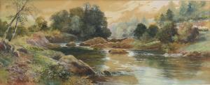 GODDARD Walter W 1906,landscape with river and a steam train,Ewbank Auctions GB 2019-11-28