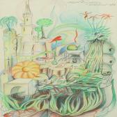 GODDIJN Adrian P,Composition with a fantasy landscape,1982,Bruun Rasmussen DK 2014-09-29