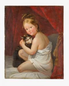 GODEFROID Marie Eléonore 1778-1849,girl with cat,Deutsch AT 2019-06-14