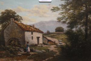 GODET Julius,figure before a watermill in a Highland landscape,Lawrences of Bletchingley 2021-07-20
