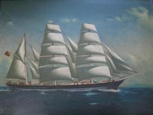 GODFREY 1800-1800,THE BARQUE ALLIANCE UNDER FULL SAIL OFF A LIGHTHOUSE,Lawrences GB 2011-04-15