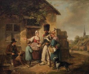 GODINAU Jacobus Ludovicus 1811-1873,Soldiers Come to the Village,1844,Shannon's US 2018-06-14
