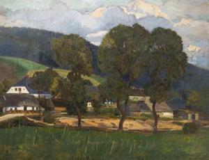 GODL BRANDHUBER Lilli 1875-1953,Landscape with a Village,Palais Dorotheum AT 2018-09-22