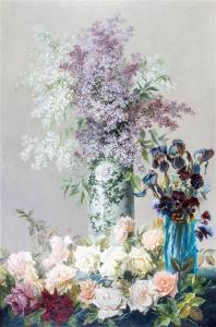 GODONAC J 1900-1900,Still Life with Roses and Lavender,Hindman US 2016-04-29