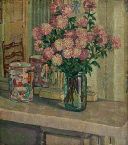 GODWIN Mary 1887-1960,Pink flowers in a glass vase,Mallams GB 2020-12-16