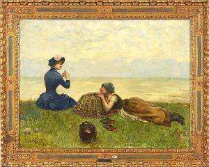 GOENEUTTE Norbert,Elégante parisienne et la femme d'un pêcheur en pl,1881,VanDerKindere 2024-02-13