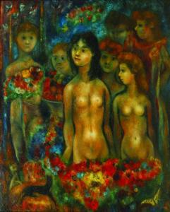 GOERG Edouard Joseph 1893-1969,Femmes, fleurs, et fruits,1942,Boisgirard - Antonini FR 2024-04-23