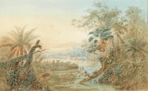 GOERING C. Anton 1836-1905,Venezuelan wetlands with flamingos and herons,1885,Bonhams GB 2022-03-02