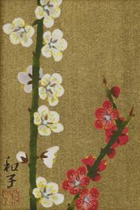 GOKURA Kazuko,red and white ume blossoms,Mainichi Auction JP 2023-05-26