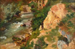 GOLA Emilio 1851-1923,Paesaggio con ruscello,Meeting Art IT 2024-04-20