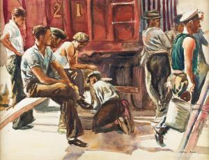 GOLD Albert 1916-2006,Circus Workers,1939,Swann Galleries US 2022-01-27