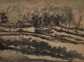 GOLDBERG Avraham 1903-1980,Village landscape,1950,Matsa IL 2016-11-30