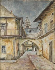 GOLDHUBER CZAJ Ignacy Izydor 1896-1942,View form the Kazimierz in Krakow (Courtyard bet,Desa Unicum 2018-06-21