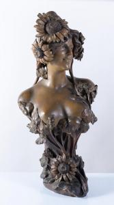 GOLDSCHEIDER Friedrich 1845-1897,giovane donna con girasoli,Art International IT 2023-12-20