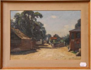 GOLDSMITH Walter H 1860-1930,Rural village scene with figures walking along a p,Tennant's 2022-02-12