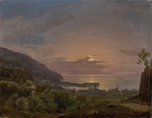 GOLDSTEIN JOHANN THEODOR 1798-1871,Moonlight Over a Southern Harbour Town,Villa Grisebach 2016-06-01