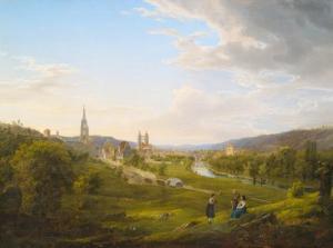 GOLDSTEIN JOHANN THEODOR,Neckarlandschaft mit Blick auf Esslingen, wo sich ,1827,Nagel 2017-10-11