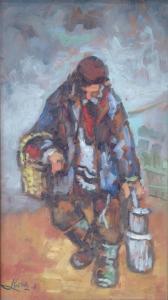 GOLDSTEIN Shemuel 1921-2006,An elderly man carrying baskets,Matsa IL 2019-08-27