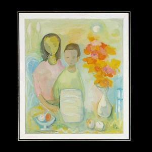 GOLINKO Belle R,Two Figures with a Fish Bowl and Vase of Flowers.,Auctions by the Bay 2005-12-05