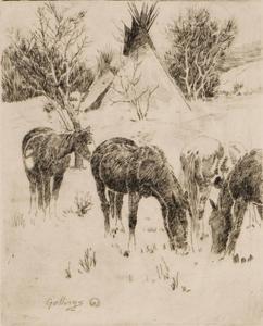 GOLLINGS William Elling 1878-1932,Winter Camp,Scottsdale Art Auction US 2011-04-02