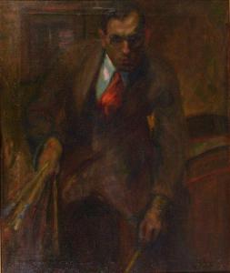 GOLLNER Elemer 1898-1972,Önarckép piros nyakkendővel,1930,MissionArt Gallery HU 2010-09-28